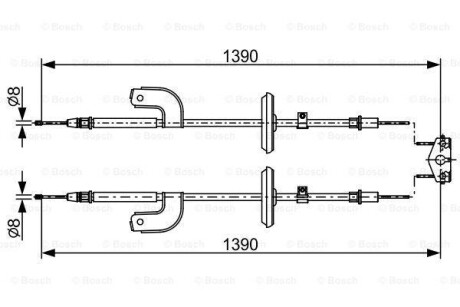 1 987 482 459_трос ручника! L=1390 \ Chevrolet Aveo 1.2-1.6/1.3D 11> - BOSCH 1987482459