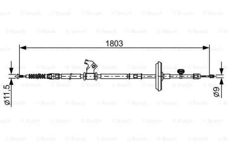 Трос, стояночная тормозная система - (39021888, 13409697, 13368692) BOSCH 1987482508