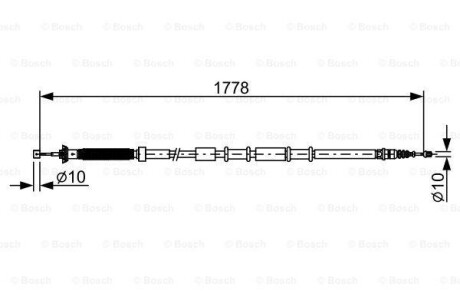 Трос ручного тормоза FIAT 500 1778мм - (51963352, 51963351, 51931537) BOSCH 1987482509