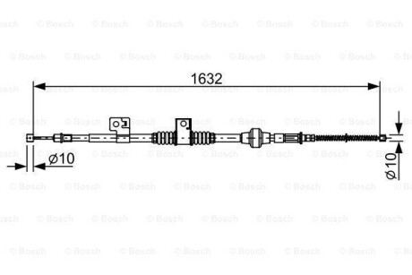 Трос ручного тормоза MITSUBISHI ASX/OUTLANDER 1632мм прав. - BOSCH 1987482519