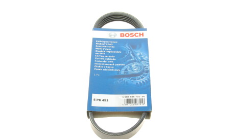 Ремень поликлиновый 5PK491 5 ребер 491 мм (Audi Seat Volkswagen Skoda) - (03C145933A) BOSCH 1 987 945 731