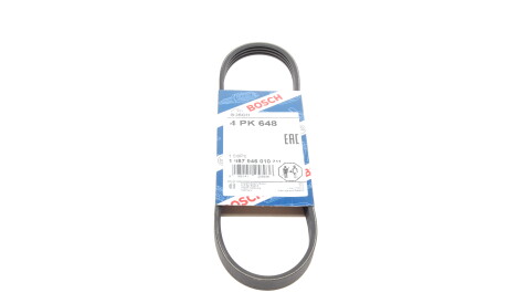 Ремінь поліклиновий 4PK648 4 ребра 648 мм (Mitsubishi Ford Daewoo Chevrolet Nissan) - (117204F110, 117201F710) BOSCH 1 987 946 010