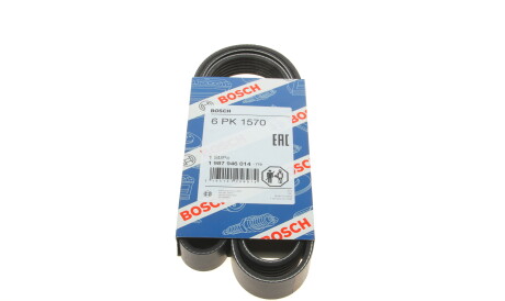 Ремінь поліклиновий 6PK1570 6 ребер 1570 мм (Bmw Audi Seat Lancia Ford) - (1040760, 6511601, 5750GZ) BOSCH 1 987 946 014 (фото 1)