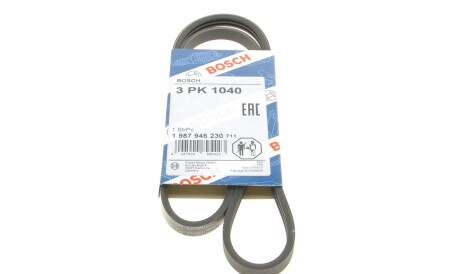 Ремінь поліклиновий 3PK1040 3 ребра 1040 мм (Renault) - (7700869687) BOSCH 1 987 946 230