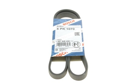 Ремень поликлиновый 5PK1070 5 ребер 1070 мм (Toyota Alfa Romeo Mitsubishi) - (mz690242, 7621046, md375935) BOSCH 1 987 948 406