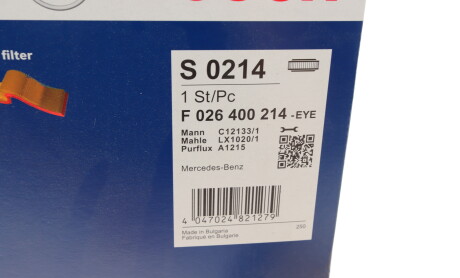 Фото 7 - Повітряний фільтр BOSCH F 026 400 214 (F026400214)
