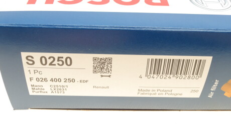 Фото 7 - Повітряний фільтр BOSCH F 026 400 250 (F026400250)