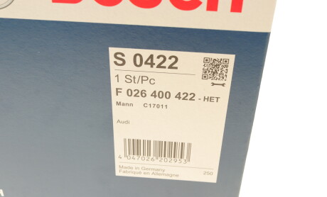 Фото 6 - Повітряний фільтр BOSCH F 026 400 422 (F026400422)