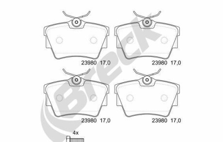 Колодки гальмівні (задні) Renault Trafic/Opel Vivaro 01- - BRECK 23980 00 703 00