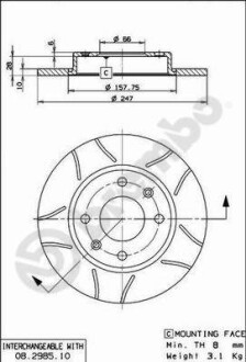 Тормозной диск - (424689, 4246A5, 91508338) BREMBO 08.2985.75