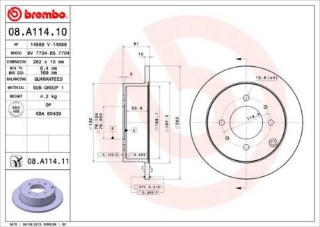 Тормозной диск - BREMBO 08.A114.11