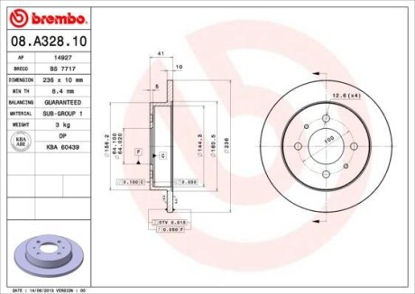 Тормозной диск - BREMBO 08.A328.10