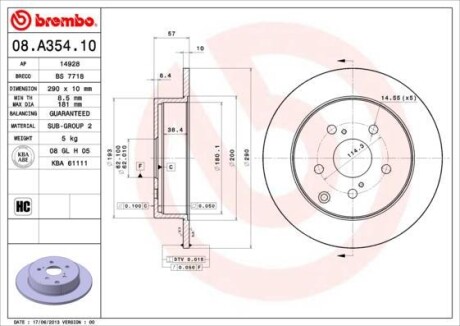 Тормозной диск - BREMBO 08.A354.10