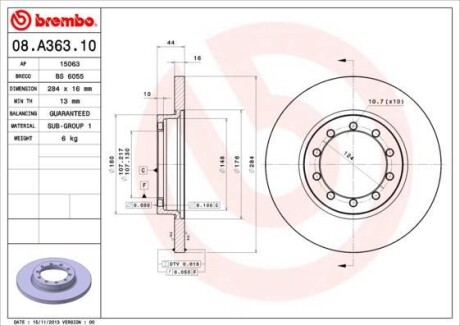 Тормозной диск - BREMBO 08A36310