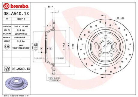 Тормозной диск - BREMBO 08A5401X