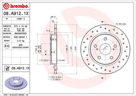 Фото 3 - Тормозной диск BREMBO 08.A912.1X