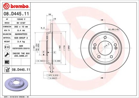 Tarcza hamulcowa tyl - BREMBO 08.D445.11