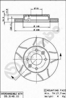 Тормозной диск - BREMBO 09.3148.75