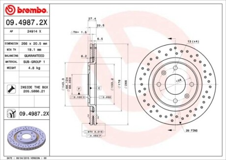 Тормозной диск - BREMBO 09.4987.2X