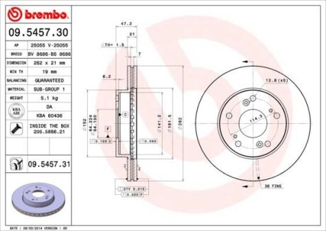 Тормозной диск - BREMBO 09.5457.31