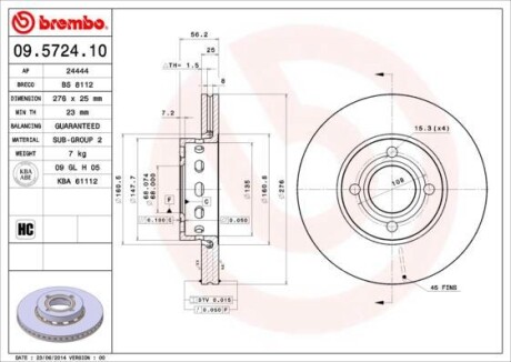 Тормозной диск - BREMBO 09.5724.10