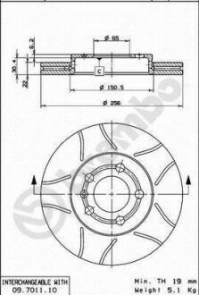 Тормозной диск - BREMBO 09.7011.75