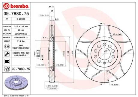 Фото 3 - Тормозной диск BREMBO 09.7880.75 (09788075)