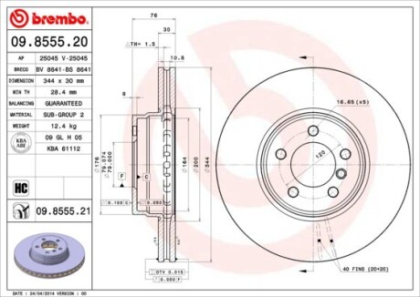 Тормозной диск - BREMBO 09.8555.21