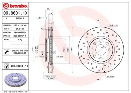 Тормозной диск - BREMBO 0986011X