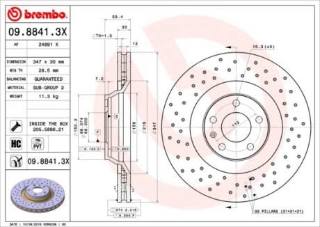 Тормозной диск - BREMBO 09.8841.3X