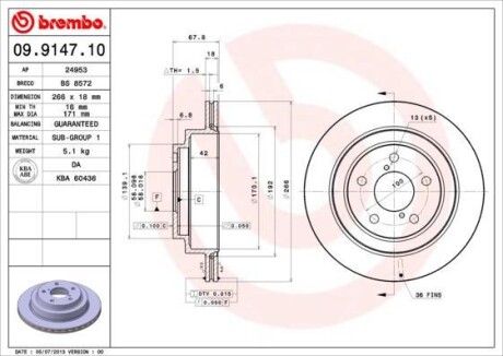 Тормозной диск - (26310AA111, 26310AA150, 09914710) BREMBO 09.9147.10