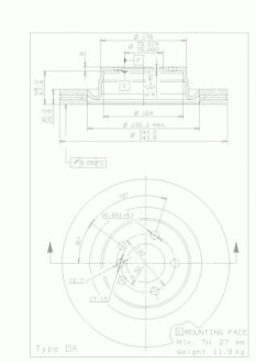 Тормозной диск - (sdb500182, sdb500181) BREMBO 09.9374.21 (фото 1)