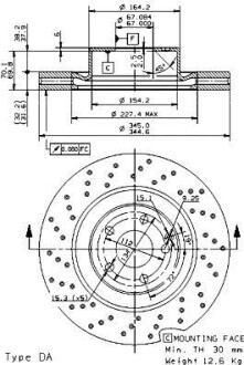 Tarcza ham. S W220 - (2204211112, A2204211112) BREMBO 09.9382.11