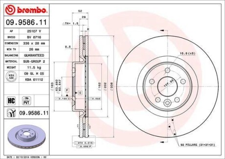 Тормозной диск - BREMBO 09.9586.11