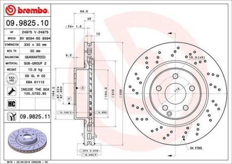 Тормозной диск - BREMBO 09.9825.11