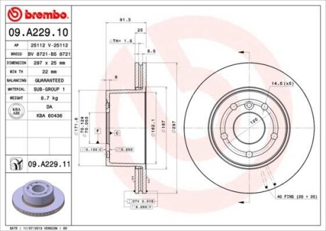 Тормозной диск - BREMBO 09.A229.11