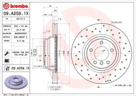 Фото 3 - Гальмівний диск BREMBO 09.A259.1X