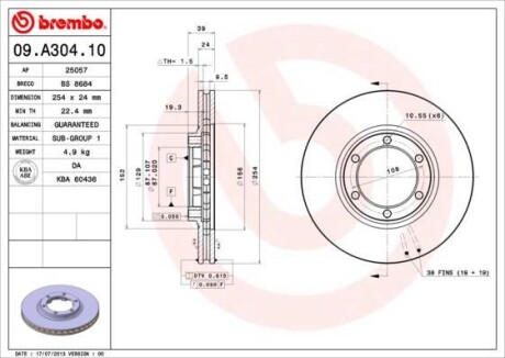 Тормозной диск - BREMBO 09.A304.10