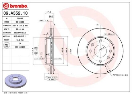 Тормозной диск - BREMBO 09.A352.10