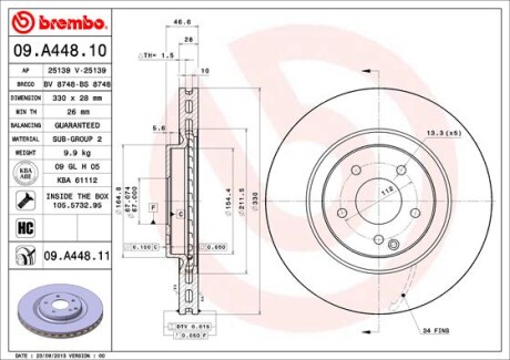 Фото 3 - Тормозной диск BREMBO 09.A448.11 (09A44811)