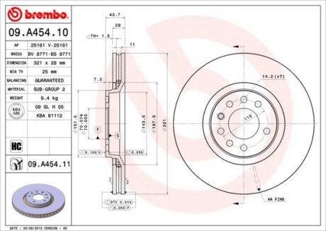 TARCZA HAMULC. OPEL ASTRA H 05- 2,0 TURBO - (93185817, 569017) BREMBO 09A45411 (фото 1)