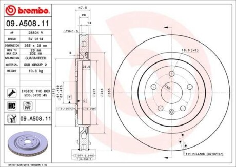 Тормозной диск - BREMBO 09.A508.11