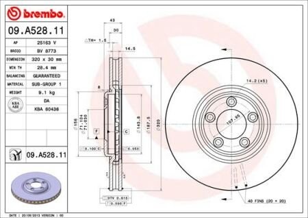 Тормозной диск - (c2C8354) BREMBO 09.A528.11