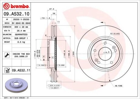 Тормозной диск - BREMBO 09.A532.10