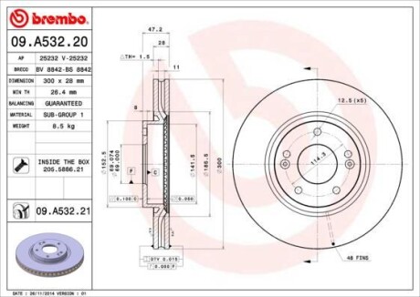 Tarcza ham. i30 CEED 12- 16. - BREMBO 09A53221