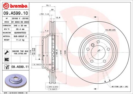 Тормозной диск - BREMBO 09.A599.11