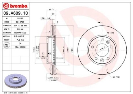 Тормозной диск - (0K58B33251) BREMBO 09.A609.10