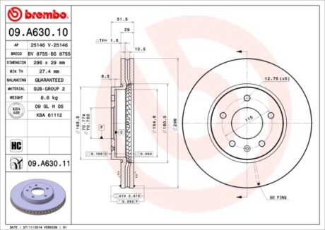 Фото 3 - Тормозной диск BREMBO 09A63011