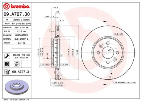 Тормозной диск - BREMBO 09.A727.31