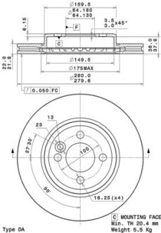 Тормозной диск - (34116774985, 34116858651) BREMBO 09.A761.11 (фото 1)